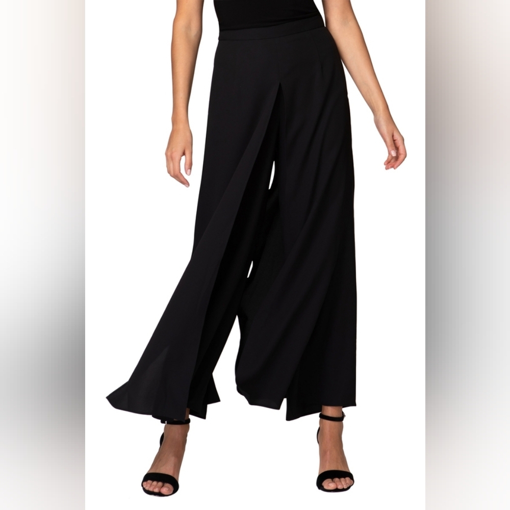 Joseph Robkoff Chiffon Deluxe Black Wide Leg Plus Size Pants Size 16 NWT